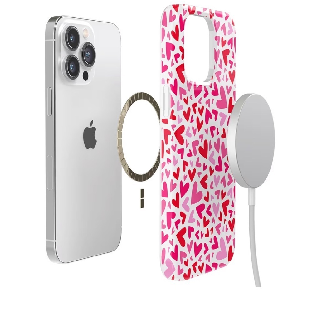 Casely iPhone 14 Pro Max Case Compatible with MagSafe XOXO Pink Candy Hearts - Picture 6 of 11